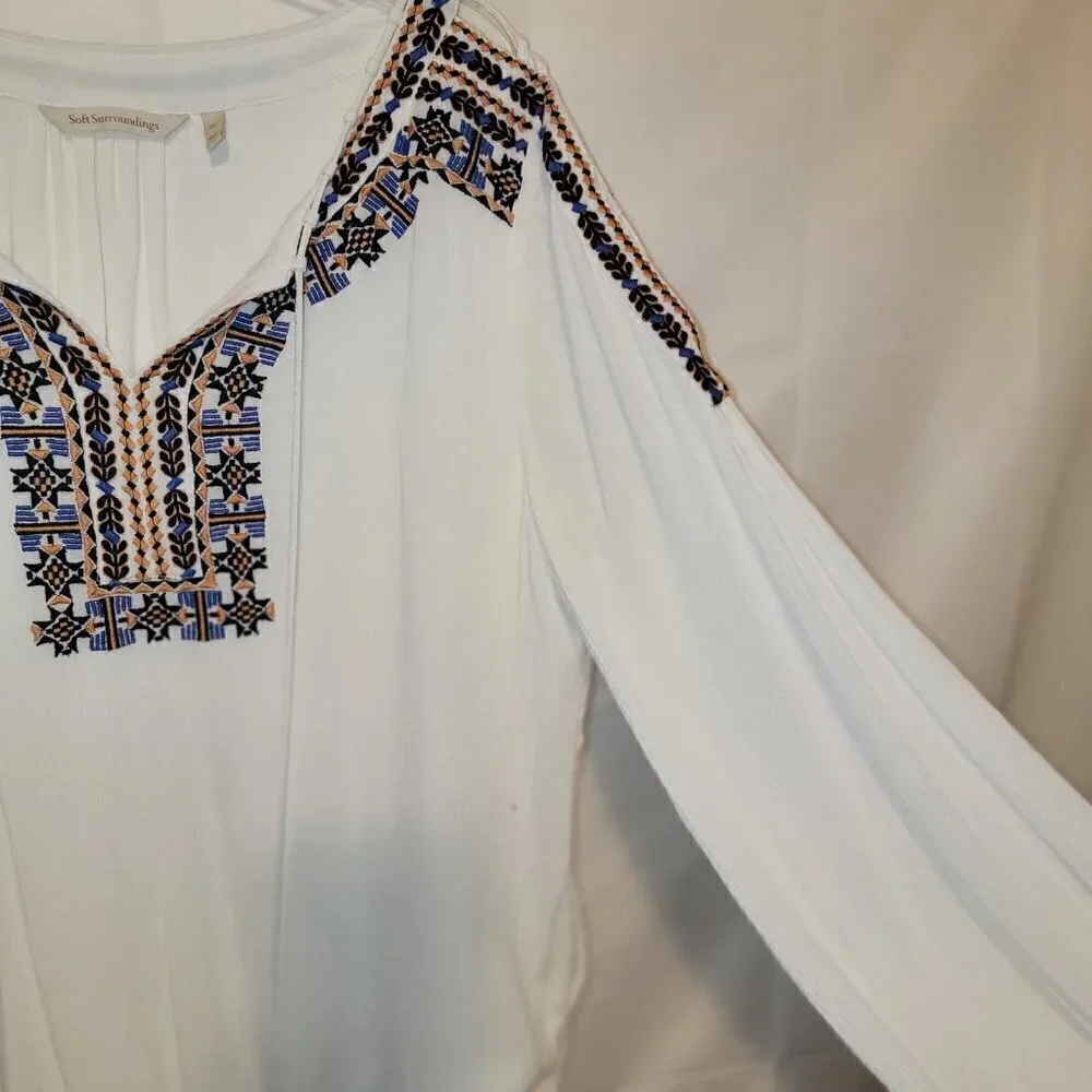 Soft Surroundings white gauze flowy tunic blouse - size XL - Picture 4 of 8